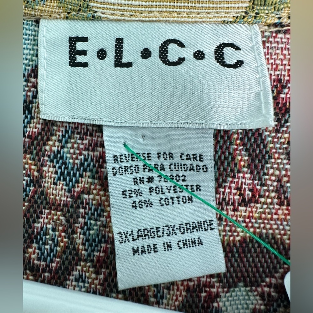 E.L.C.C Tropical Palm Trees Leopard Tapestry Blazer size 3X.  Vintage. - Picture 3 of 6